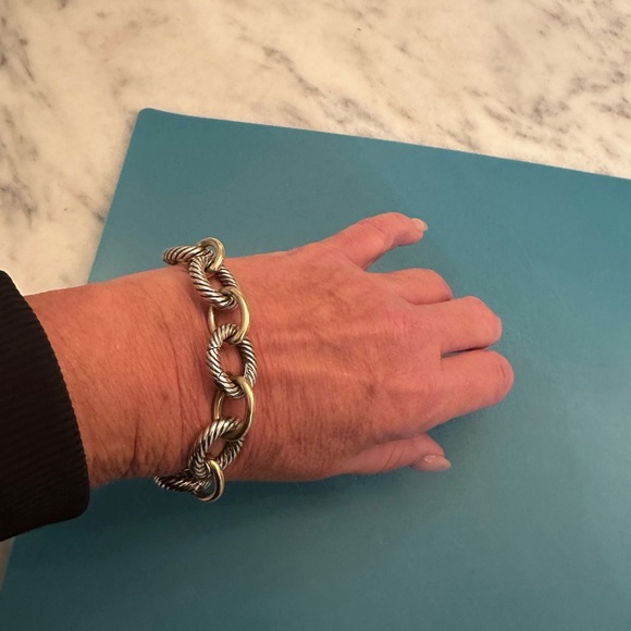 David Yurman Silver and Gold Twisted Link Bracelet - Picture 6 of 7